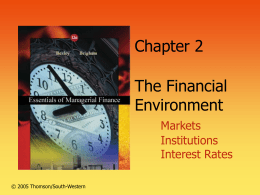 Chapter 2 - The Financial Environment: Markets