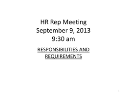 HR Rep Meeting September 9, 2013
