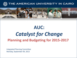 An Integrated Strategic Plan for AUC