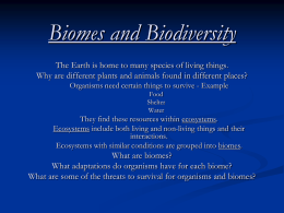 Biomes and Biodiversity - Mr. Manning's Life Science Class