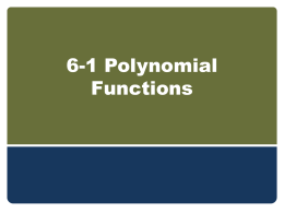 6-1 Polynomial Functions - Mr. Hale's Classes