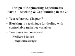 Design of Engineering Experiments Part 6 – Blocking