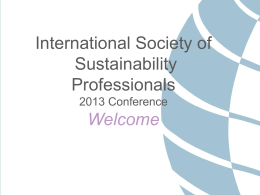 PRESENTATION - Sustainability Professional Development