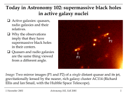 Today in Astronomy 102: supermassive black holes in active