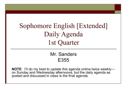 Sophomore English Daily Agenda 3rd Quarter