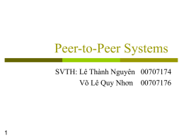 Peer-to-peer Systems - University of Technology