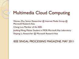 Multimedia Cloud Computing - National Tsing Hua University