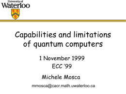 Quantum Algorithms - Centre for Applied Cryptographic Research