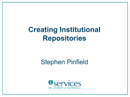 Creating Institutional Repositories