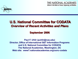 CODATA Data Archiving Activities