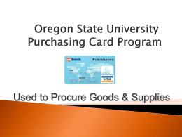 Oregon State University Procurement Card Program