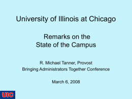 University of Illinois at Chicago Remarks on the State of