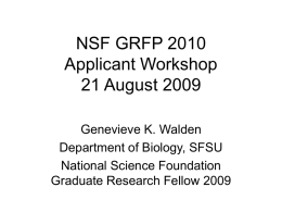 NSF GRFP 2010 Advice for Applicants