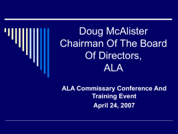 Chairman’s Remarks - American Logistics Association