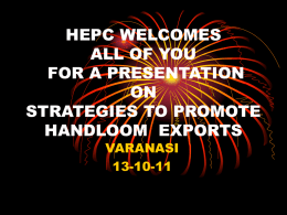 HEPC WELCOMES ALL OF YOU STRETEGY TO PROMOTE …