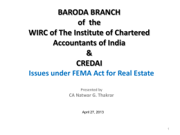 FDI REGULATIONS FOR NRI’S - Welcome to Baroda Branch of
