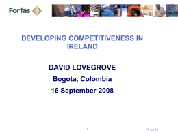 Building National Competitiveness: the Irish Experience A