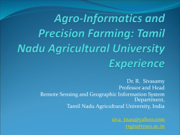 Agro-Informatics and Precision Farming: Tamil Nadu