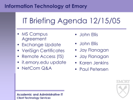 IT Briefing Agenda 9/16/03 - Emory LITS: Information