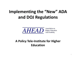Implementing the “New” ADA and DOJ Regulations