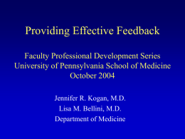 Promoting Feedback To Students During The Medicine Clerkship