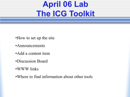 April 06 Lab The ICG Toolkit