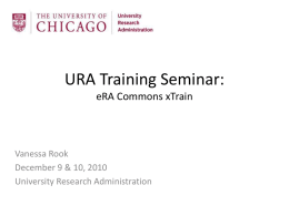 URA Training Seminar: eRA Commons xTrain