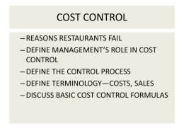 PURPOSE OF COST CONTROL - Resource Sites