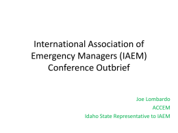 IAEM Conference Outbrief - Idaho Association of Counties