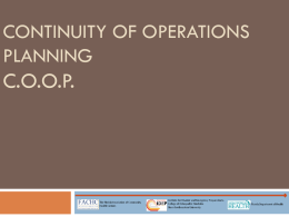 Continuity of Operations Planning C.O.O.P.