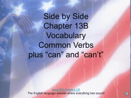 Side by Side Chapter 13 Vocabulary www.ESLAmerica.US The