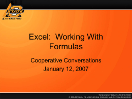 Excel: Working With Formulas - Oklahoma State University