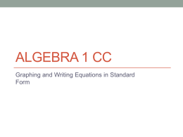Algebra 1 CC