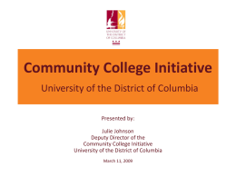 Community College and Workforce Development Update