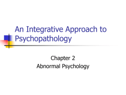 An Integrative Approach to Psychopathology