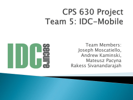 CPS 630 Project Team 5: IDC