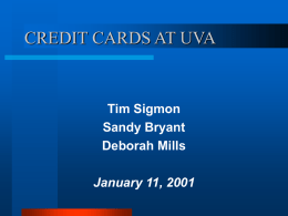 CREDIT CARDS AT UVA - University of Virginia