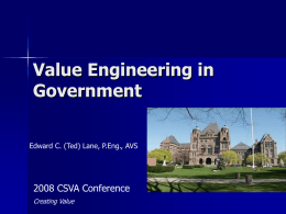 Value Engineering in Government