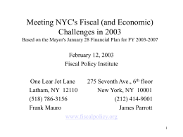 Meeting NYC's Fiscal (and Economic) Challenges in 2003