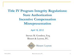 Title IV Program Integrity Regulations: State Authorization