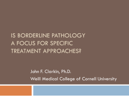 Specific Therapeutic Approaches to Borderline Pathology: A