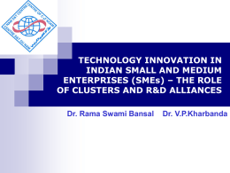 TECHNOLOGY INNOVATION IN INDIAN SMALL AND MEDIUM