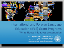 IFLE's Webinar Presentation to the White House Initiatives