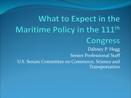 What to Expect in the Maritime Sector in the 111th Congress