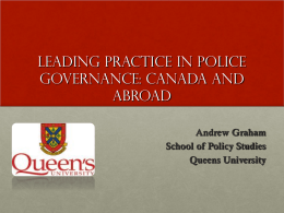 Leading practice in police governance: Canada and abroad