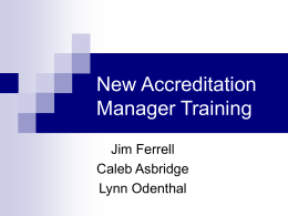 New Accreditation Manager Training
