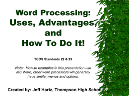 Word Processing TCOS Standards 22 & 23