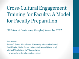 Cross-Cultural Engagement Training for Faculty