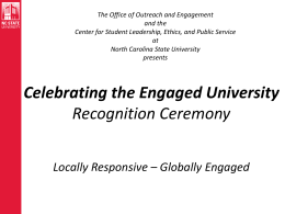 Celebrating the Engaged University Recognition Ceremony