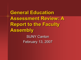 General Education Assessment Review: A Report to the